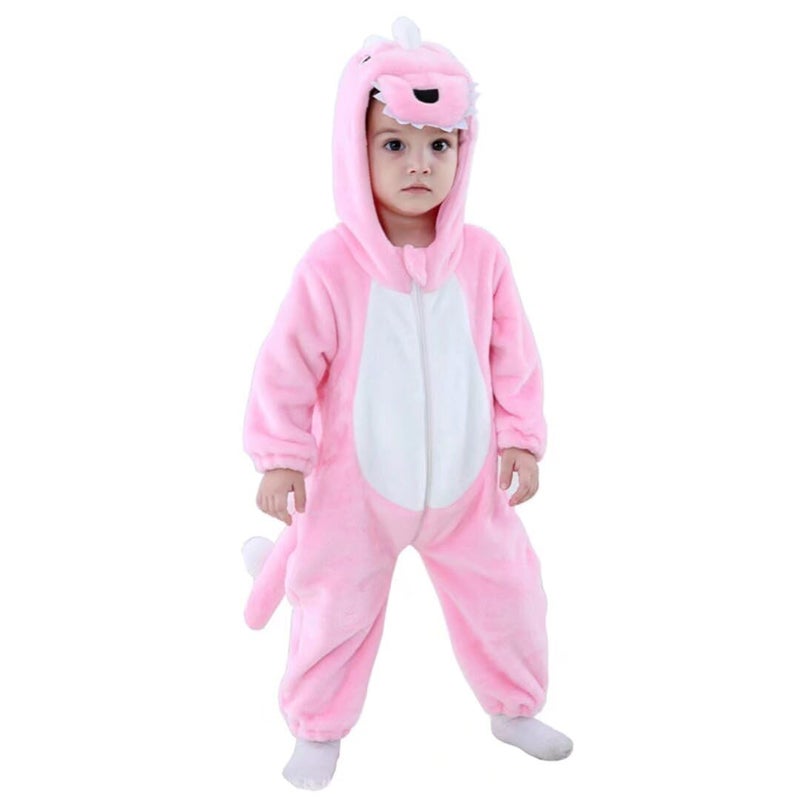 OLLULL Baby Pink Dinosaur Costumes Unisex Toddler Outfit Halloween Dress Up Romper 3-6 Months - Image 1